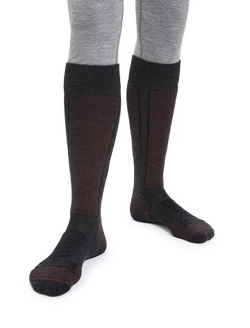 Men's Icebreaker Merino Ski+ Medium Over the Calf Socks Jet Heather / Espresso | CA 1920LISH